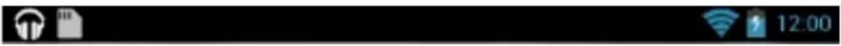 Mobile device status bar with icons for Wi-Fi, app, and timecode 12:00