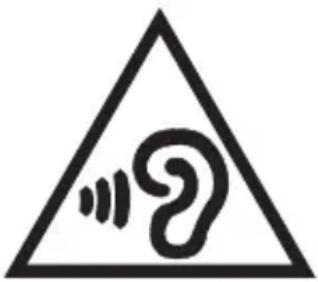 Warning sign with a spiral ear symbol inside a triangle