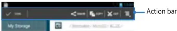 Action bar My Storage
