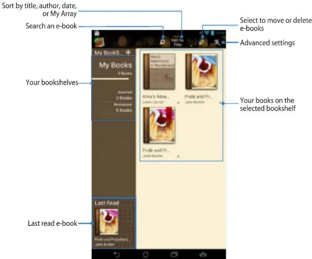 Sort by title, author, date, or My Array Search an e-book Select to move or delete e-books Advanced settings Your bookshelves Your books on the selected bookshelf Last read e-book Last Read Pride and Pr.. Jane Audition
