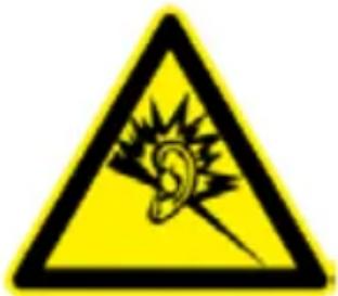 Warning sign with yellow triangle, black lightning bolt symbol, and spiral line inside, indicating a warning or alert.