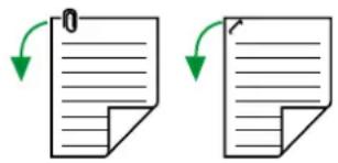 Two document icons showing a left and right page with arrows indicating text flow or transformation.