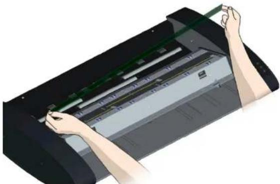 Contex IQ Quattro 44 MFP2GO - Detaching the glass plate – the glass plate edge out of the scanner - 2