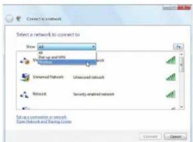 Connect To network Select a network to connect to Show: 100% Add Start up and WiFi Unsecured Network Unsecured network Unsecured network Unsecured network Retrieft Security-related network Set up a connection to network End Network and Existing Connection