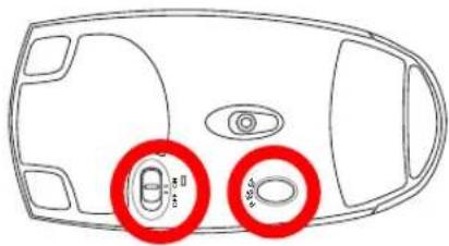 Diagram of a car interior with two red circular indicators highlighting specific controls or features.
