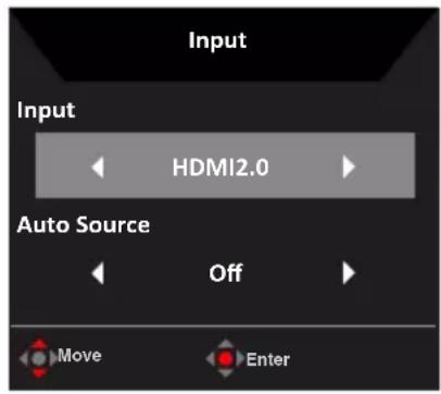 ACER XR382CQK - Selecting the input - 1