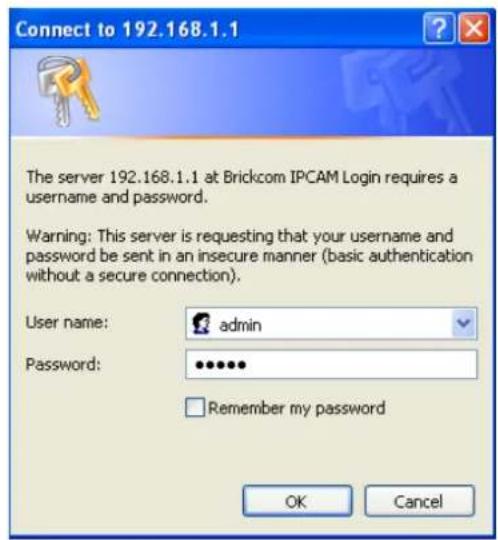 Brickcom OB-202Ae - Log in the Camera - 1
