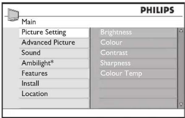 PHILIPS 52PFL7403 - Use the main menu - 2