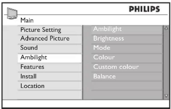 PHILIPS 52PFL7403 - Adjust Ambilight settings5.4 - 1