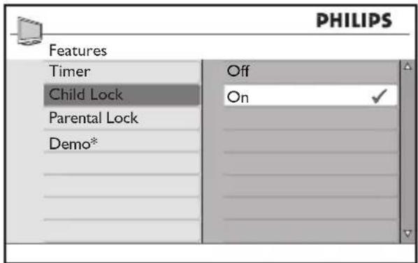 PHILIPS 52PFL7403 - Lock the side controls (Child Lock)5.7.4. - 1