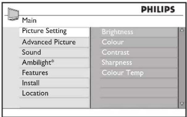 PHILIPS 52PFL7403 - Use TV menus5.2 - 2