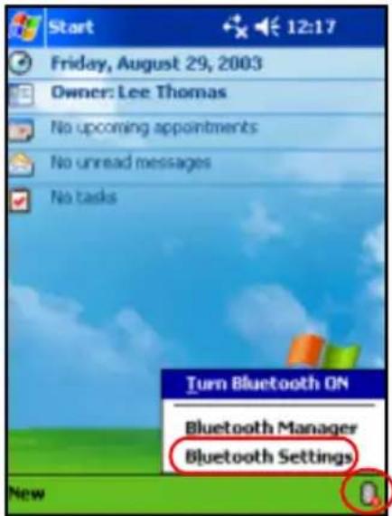 Start Friday, August 29, 2003 Owner: Lee Thomas No upcoming appointments No unread messages No tasks Turn Bluetooth ON Bluetooth Manager Bluetooth Settings New