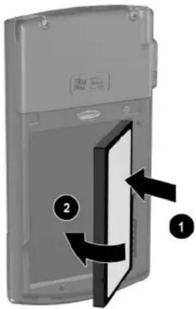 Diagram of a mobile phone rear panel showing two labeled components (1 and 2) with directional arrows indicating movement or rotation.