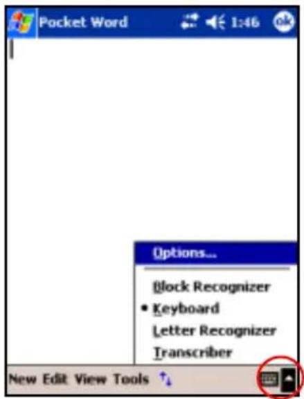 Packet Word Options... Block Recognizer • Keyboard Letter Recognizer Transcriber New Edit View Tools ↑↓