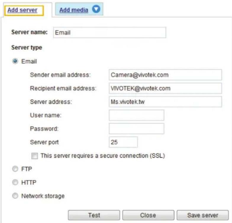 Vivotek Supreme IP8162 - Add server - 1