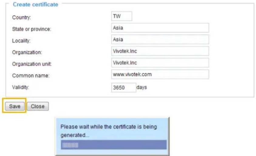 Vivotek Supreme IP8162 - Create self-signed certificate manually - 2