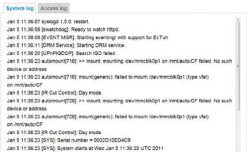 Vivotek Supreme IP8162 - System log - 1