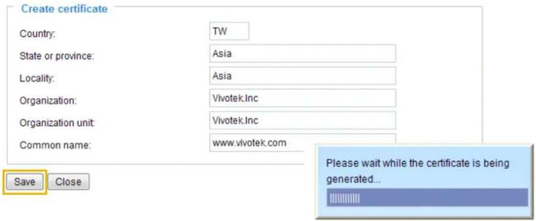 Vivotek Supreme IP8162 - Create self-signed certificate manually - 5