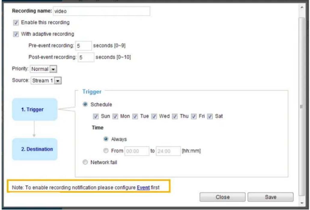 Vivotek Supreme IP8162 - Recording Settings - 1