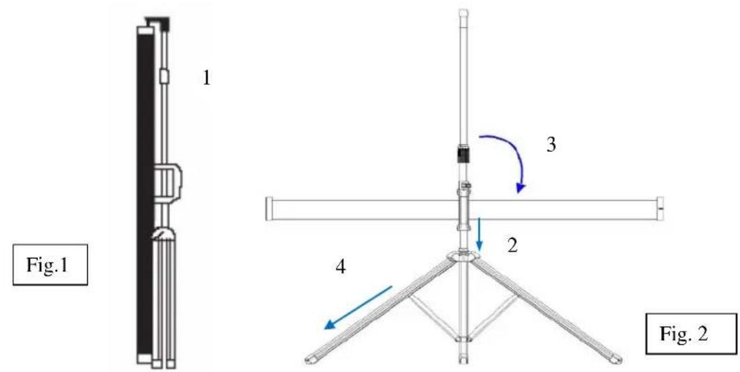 Elite Screens Tripod T120NW - Setting up the screen: - 1