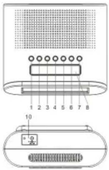 Diagram of a device with labeled components and numbered parts, including a grid pattern and a battery-like component.