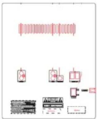 Diagram showing various electrical or mechanical components with red labels and symbols, possibly representing a system or circuit layout.