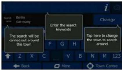 Enter the search keywords The search will be carried out around this town Tap here to charge the town to search around