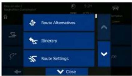 Route Alternatives Itinerary Route Settings Close