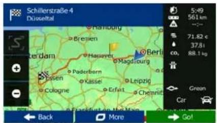 Schillerstraße 4 Düsseldorf 5:49 561 km 71,82 € 37,81 co, 88,1 kg Green Car Back More Go!