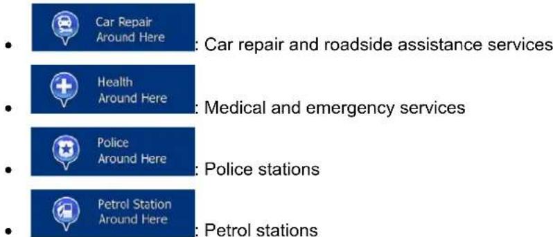 • Car Repair Around Here : Car repair and roadside assistance services • Health Around Here : Medical and emergency services • Police Around Here : Police stations • Petrol Station Around Here : Petrol stations