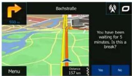 Bachstraße 600 m You have been waiting for 5 minutes. Is this a break? Menu Distance 157 km Yes No