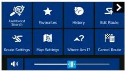 Combined Search Favourites History Edit Route Route Settings Map Settings Where Am I? Cancel Route