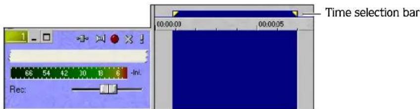 1 66 54 42 30 18 6 -Int. Rec: 00:00:00 00:00:05 Time selection bar