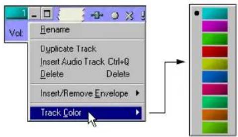 Rename Duplicate Track Insert Audio Track Ctrl+Q Delete Delete Insert/Remove Envelope Track Color