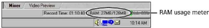 Mixer Video Preview Record Time: 01:10:40 RAM: 27MB/128MB RAM usage meter 10:14 AM