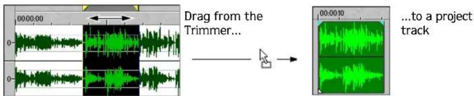 Drag from the Trimmer... ...to a project track