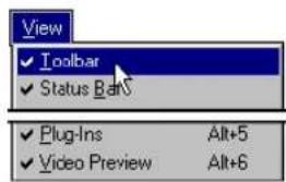 View ✓ Toolbar ✓ Status Bars ✓ Plug-Ins Alt+5 ✓ Video Preview Alt+6