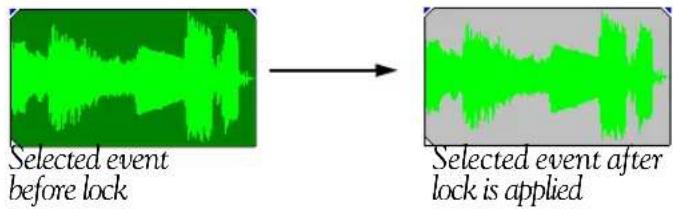 Selected event before lock Selected event after lock is applied