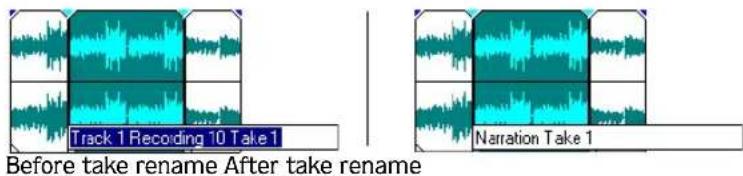 Track 1 Recording 10 Take 1 Before take rename After take rename Narration Take 1