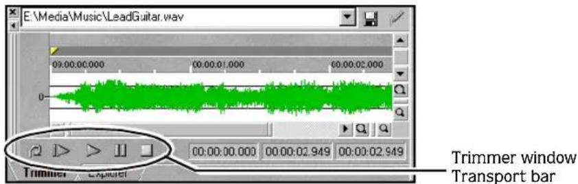 E:\Media\Music\LeadGuitar.wav 00:00:00.000 00:00:01.000 00:00:02.000 Trimmer window Transport bar