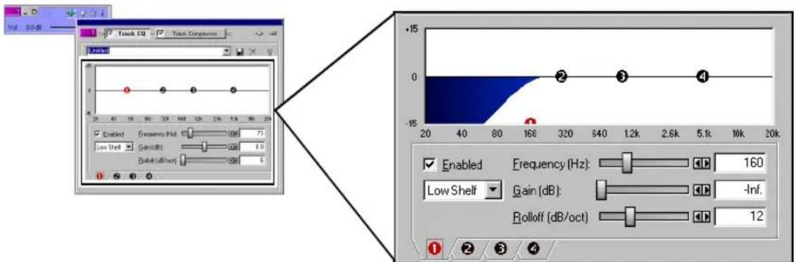 Track E1 Track Congenance Enabled Frequency (Hz): 160 Low Shelf Gain (dB): -Inf. Rolloff (dB/oct) 12