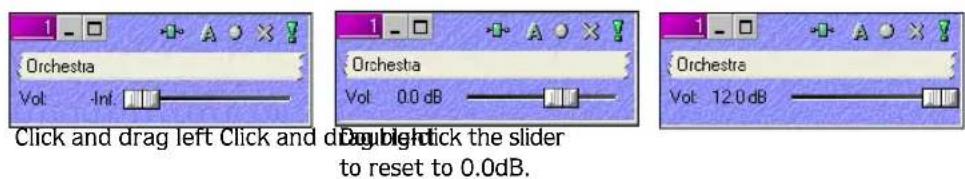 Orchestra Vol -Inf. Orchestra Vol 0.0 dB Orchestra Vol 12.0 dB Click and drag left Click and drag right click the slider to reset to 0.0dB.