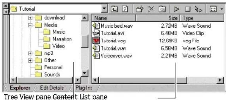 Tutorial download Media Music Narration Video mp3 Other Personal Sounds Name Size Type Music.bed.wav 2.72MB Wave Sound Tutorial.avi 6.46MB Video Clip Tutorial.veg 12.69KB veg File Tutorial.wav 6.56MB Wave Sound Voiceover.wav 2.21MB Wave Sound Explorer Edit Details Plug-Ins Tree View pane Content List pane