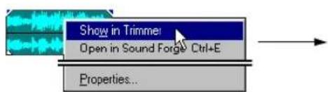 Show in Trimmer Open in Sound Forge Ctrl+E Properties...