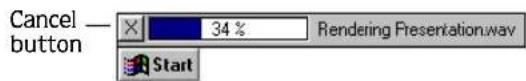 Cancel — button 34 % Rendering Presentation.wav Start