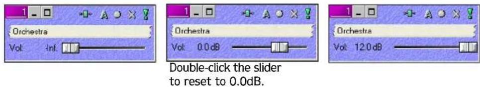 1 - □ Orchestra Vol: -inf. 1 - □ Orchestra Vol: 0.0 dB 1 - □ Orchestra Vol: 12.0 dB Double-click the slider to reset to 0.0dB.