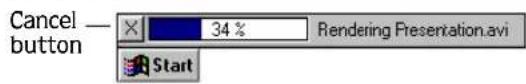 Cancel — button 34 % Rendering Presentation.avi Start