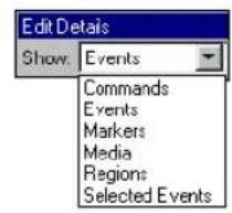 Edit Details Show: Events Commands Events Markers Media Regions Selected Events