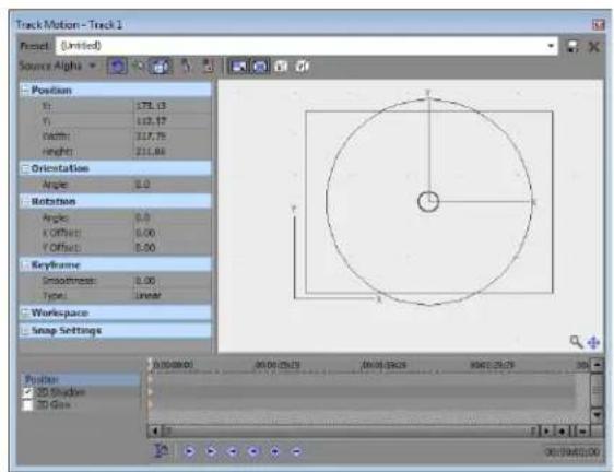 Track Motion - Track 1 Project (Limited) Source Alpha Position Y: 171.13 Y1: 122.17 Width: 317.75 Height: 211.86 Orientation Angle: 0.0 Rotation Angle: 0.0 X Offset: 0.00 Y Offset: 0.00 Keyframe Smoothness: 0.00 Type: Linear Workspace Snap Settings Position 3D Shadow 3D Gas 00:00:00:00 00:00:25:29 00:00:30:29 00:01:25:29 3D