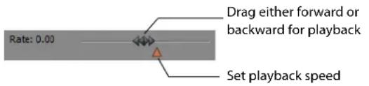 Rate: 0.00 Drag either forward or backward for playback Set playback speed